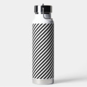 Diagonal black and white stripes  pattern trinkflasche (Links)