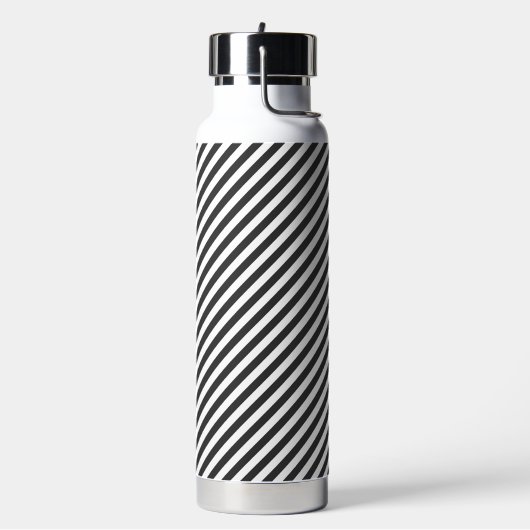 Diagonal black and white stripes  pattern trinkflasche (Links)