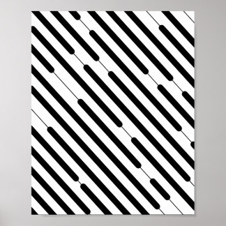 Diagonal Black Hash Lines Poster