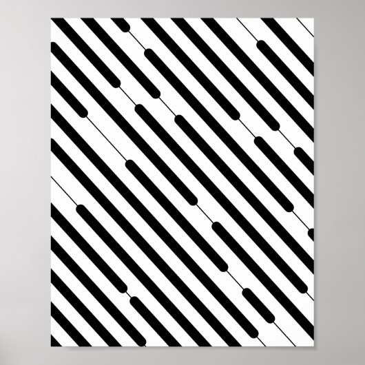 Diagonal Black Hash Lines Poster (Vorne)