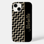 Diagonal Black Zickzack Gold Personalisiert Case-Mate iPhone Hülle (Rückseite)