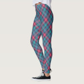 Diagonal Blau Pink Kariertes Muster Leggings (Links)