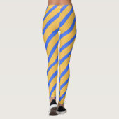 Diagonal Blau und Gold Streifen Muster Leggings (Rückseite)