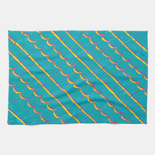 diagonal-blaugrüne Steinreihen Handtuch (Horizontal)