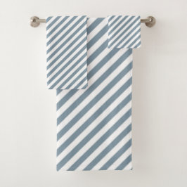 Diagonal blue and white stripes pattern badhandtuch set
