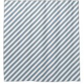 Diagonal blue and white stripes pattern duschvorhang (Vorderseite)