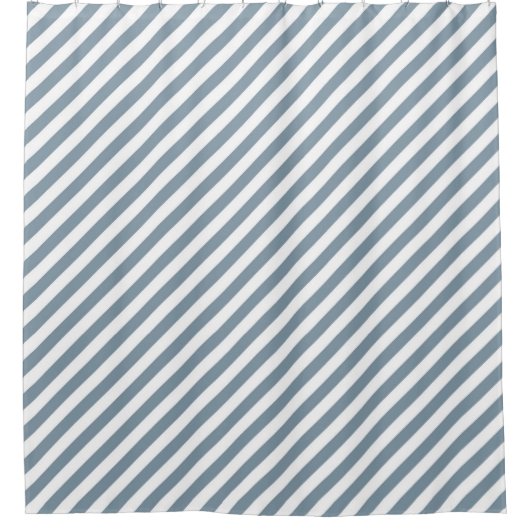 Diagonal blue and white stripes pattern duschvorhang (Vorderseite)