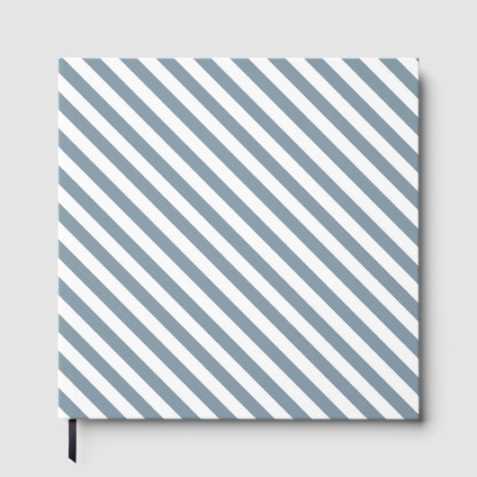 Diagonal blue and white stripes pattern gästebuch (Vorderseite)
