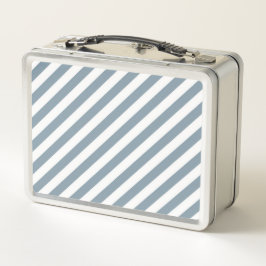 Diagonal blue and white stripes pattern metall brotdose
