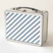 Diagonal blue and white stripes pattern metall brotdose (Vorderseite)