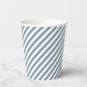 Diagonal blue and white stripes pattern pappbecher (Rückseite)