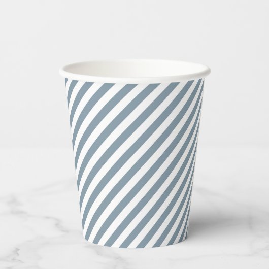 Diagonal blue and white stripes pattern pappbecher (Rückseite)