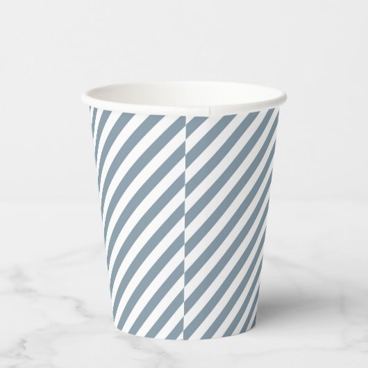 Diagonal blue and white stripes pattern pappbecher (Rechts)