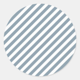 Diagonal blue and white stripes pattern runder aufkleber