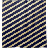 Diagonal Blue & Gold Streifen Duschvorhang (Vorderseite)