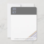 Diagonal Blue Ribbon Button Streifen Preppy Abschl Dankeskarte (Vorderseite)