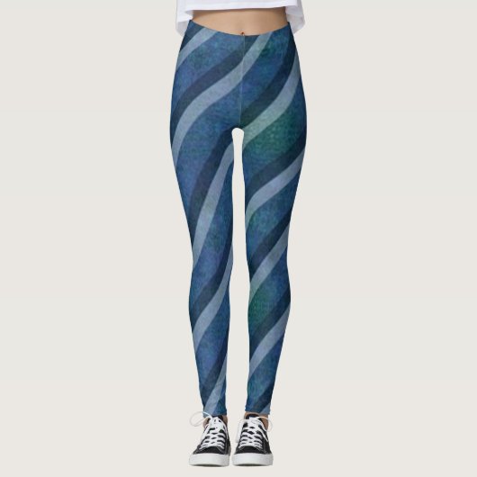 Diagonal BLUES Perfect Print Yoga Pants, Leggings (Vorderseite)