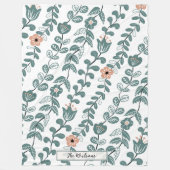 Diagonal Botanischer Aquamariner Name Muster Fleecedecke (Vorderseite)