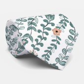 Diagonal Botanischer Aquamariner Name Muster Krawatte (Gerollt)