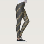 Diagonal Bronze Textured Lines Leggings (Rechts)