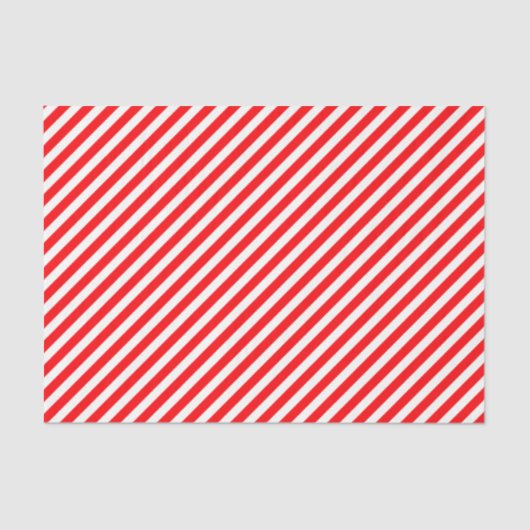 Diagonal Candy Cane Stripes-Christmas Red & White Seidenpapier (Vorderseite)