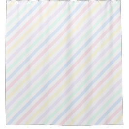 Diagonal Candy Stripe Pastel Rainbow Colors Duschvorhang