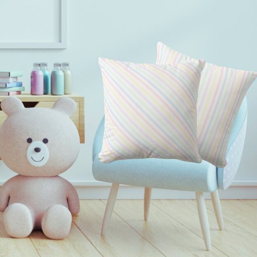 Diagonal Candy Stripes Retro Pastell Kissen