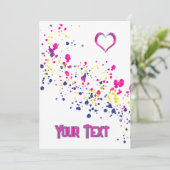 Diagonal Confetti Pink-Yellow-Blue-Design Einladung (Stehend Vorderseite)