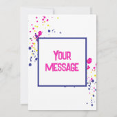 Diagonal Confetti Pink-Yellow-Blue-Design Einladung (Rückseite)