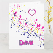 Diagonal Confetti Pink-Yellow-Blue-Design Karte (Gelbe Blume)