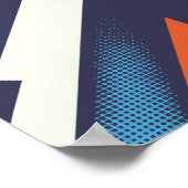 Diagonal Design in Blau, Orange und Weiß Poster (Ecke)
