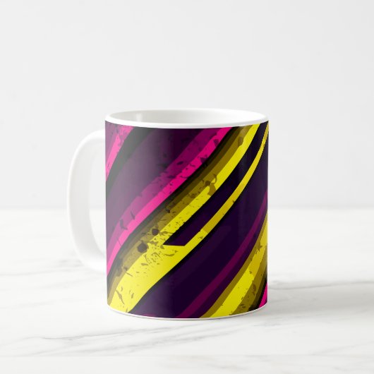 Diagonal-Design, muffig, gelb und rosa Kaffeetasse (Vorderseite Links)