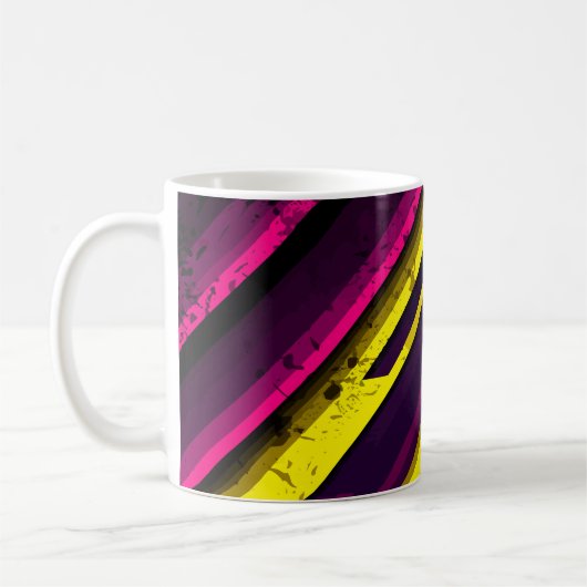 Diagonal-Design, muffig, gelb und rosa Kaffeetasse (Links)