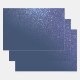Diagonal Funkelnd Navy Blue Glitzer Gradient Ombre Geschenkpapier Set