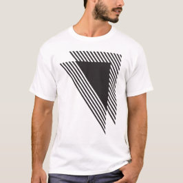 Diagonal Geometric Stripes in Black T-Shirt