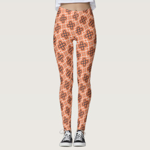 Diagonal Geometrisches Gitter mit Orange und Blau Leggings