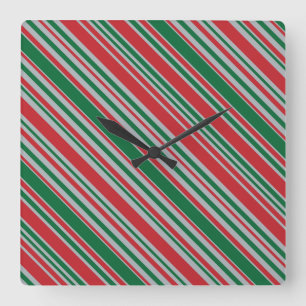 Diagonal gestreifter Hintergrund Quadratische Wanduhr