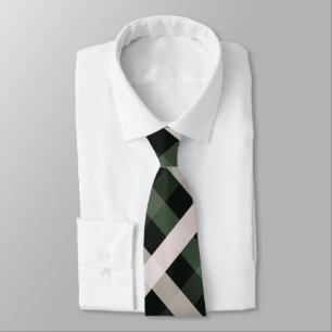 Diagonal Gingham Dark Green, Beige, Deep Black Krawatte