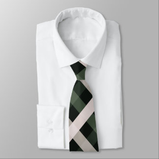 Diagonal Gingham Dark Green, Beige, Deep Black Krawatte