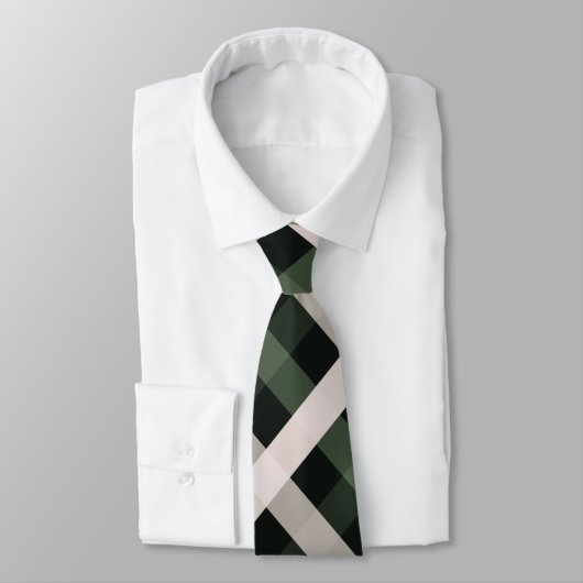 Diagonal Gingham Dark Green, Beige, Deep Black Krawatte (Gebunden)