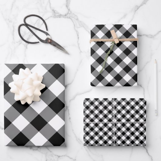 Diagonal Gingham Geschenkpapier Set (Vorderseite)