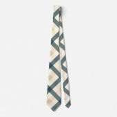 Diagonal Gingham in Cream und Slate Gray Krawatte (Vorderseite)