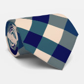 Diagonal Gingham in Peach, Blue Gray und Navy Krawatte (Gerollt)