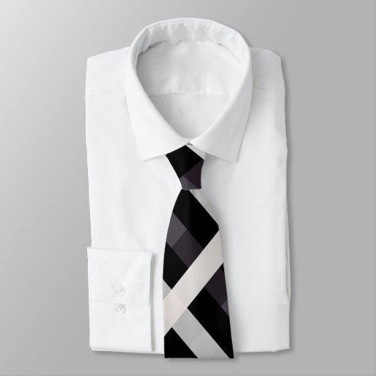 Diagonal Gingham in Schwarz, Dunkle Marine, Light  Krawatte (Gebunden)