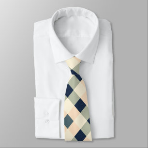 Diagonal Gingham in Slate, Beige und Sea Green Krawatte