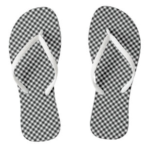 Diagonal-Gingham-Karo in Schwarz und Weiß Badesandalen