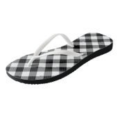 Diagonal-Gingham-Karo in Schwarz und Weiß Badesandalen (Schrägansicht)