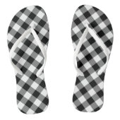 Diagonal-Gingham-Karo in Schwarz und Weiß Badesandalen (Fußbett)