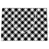 Diagonal-Gingham-Karo in Schwarz und Weiß Große Geschenktüte (Vorderseite)