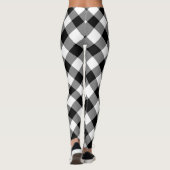 Diagonal-Gingham-Karo in Schwarz und Weiß Leggings (Rückseite)